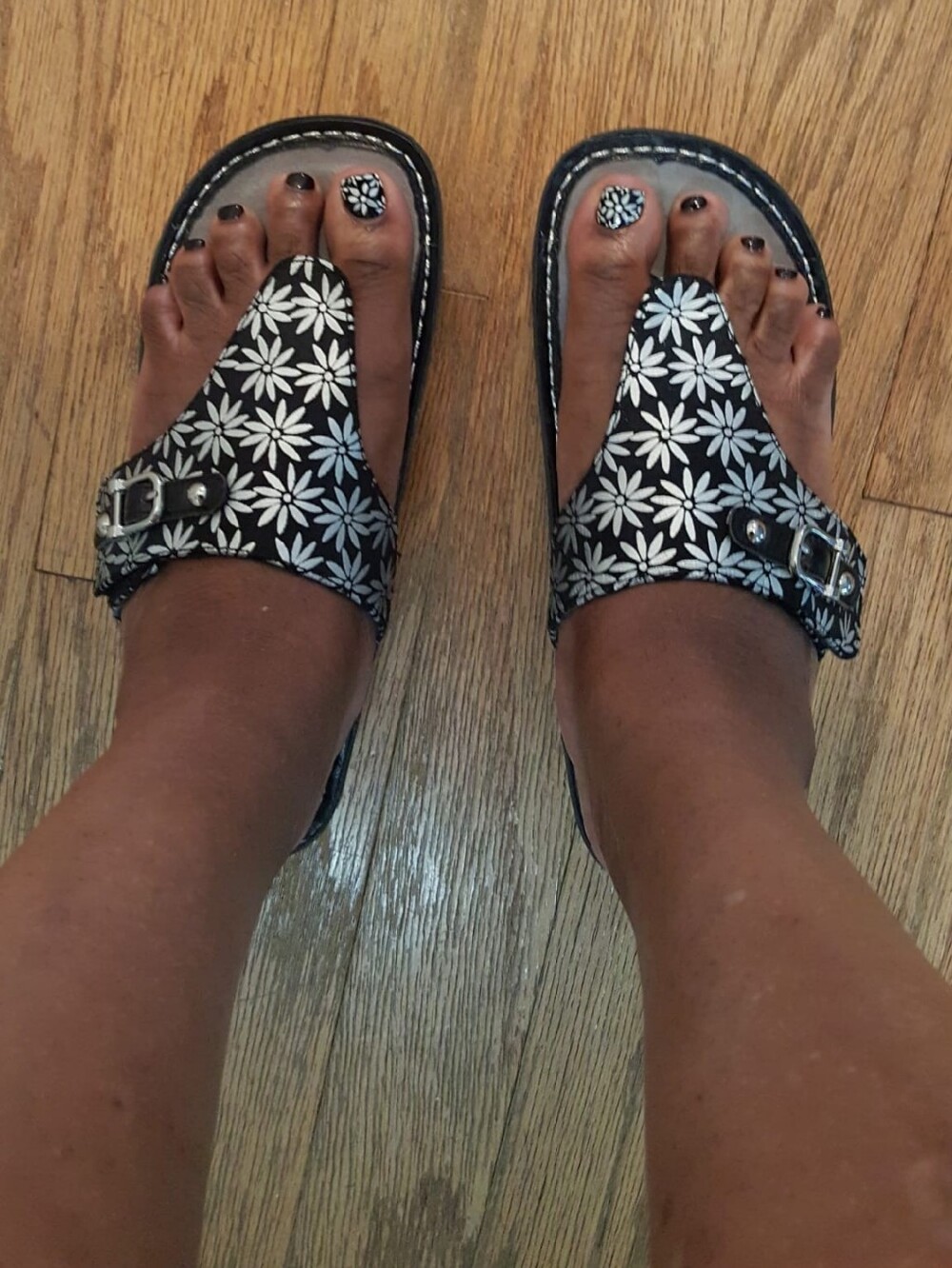 ALEGRIA Vanessa Silver Floral Thong Sandal